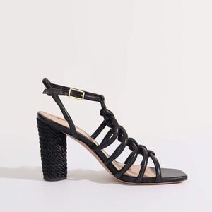 Veronica Beard Bala Jute-Heel Sandal in black